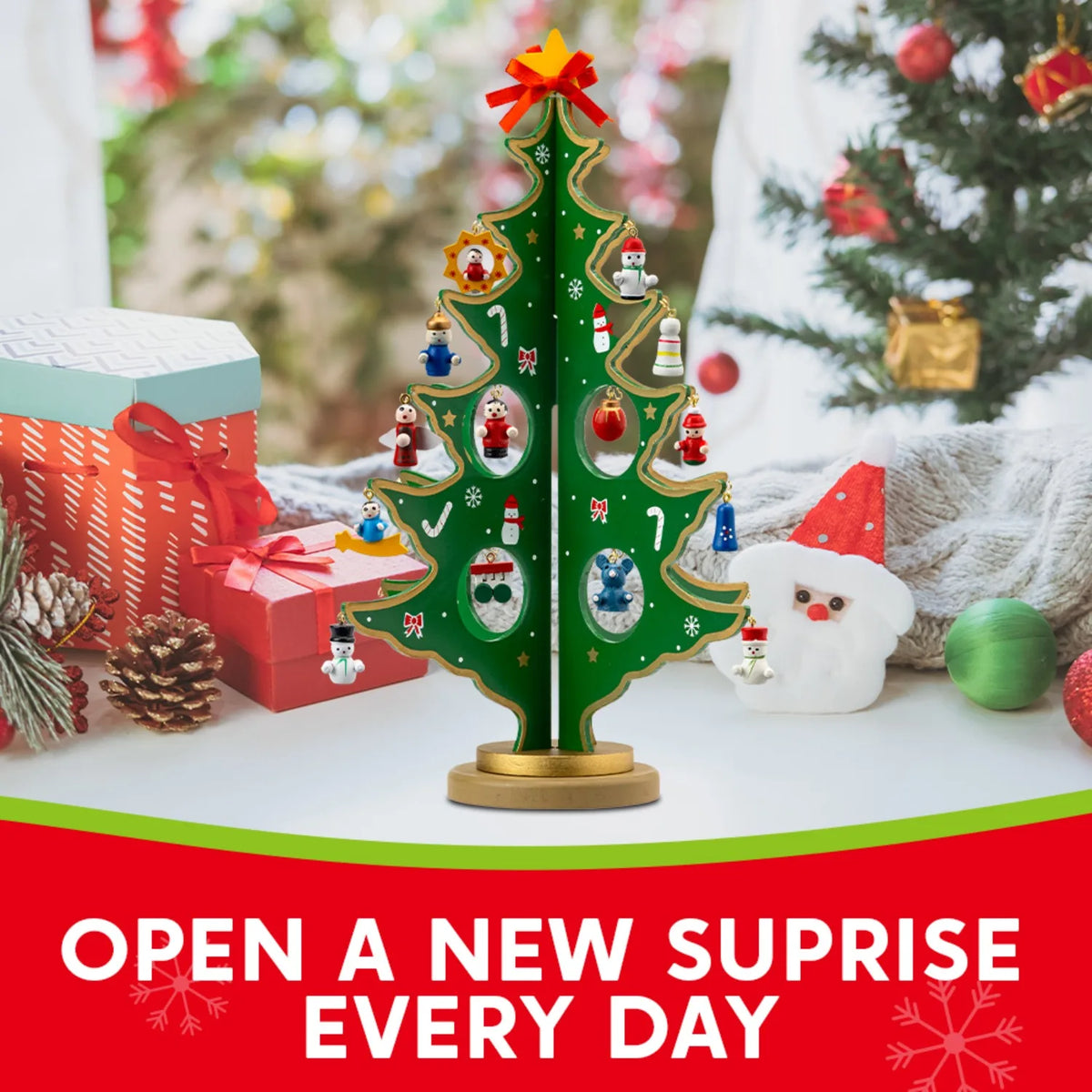 AdventJoy™ Wooden Tree 🎄✨ — 24 Days of Christmas Magic