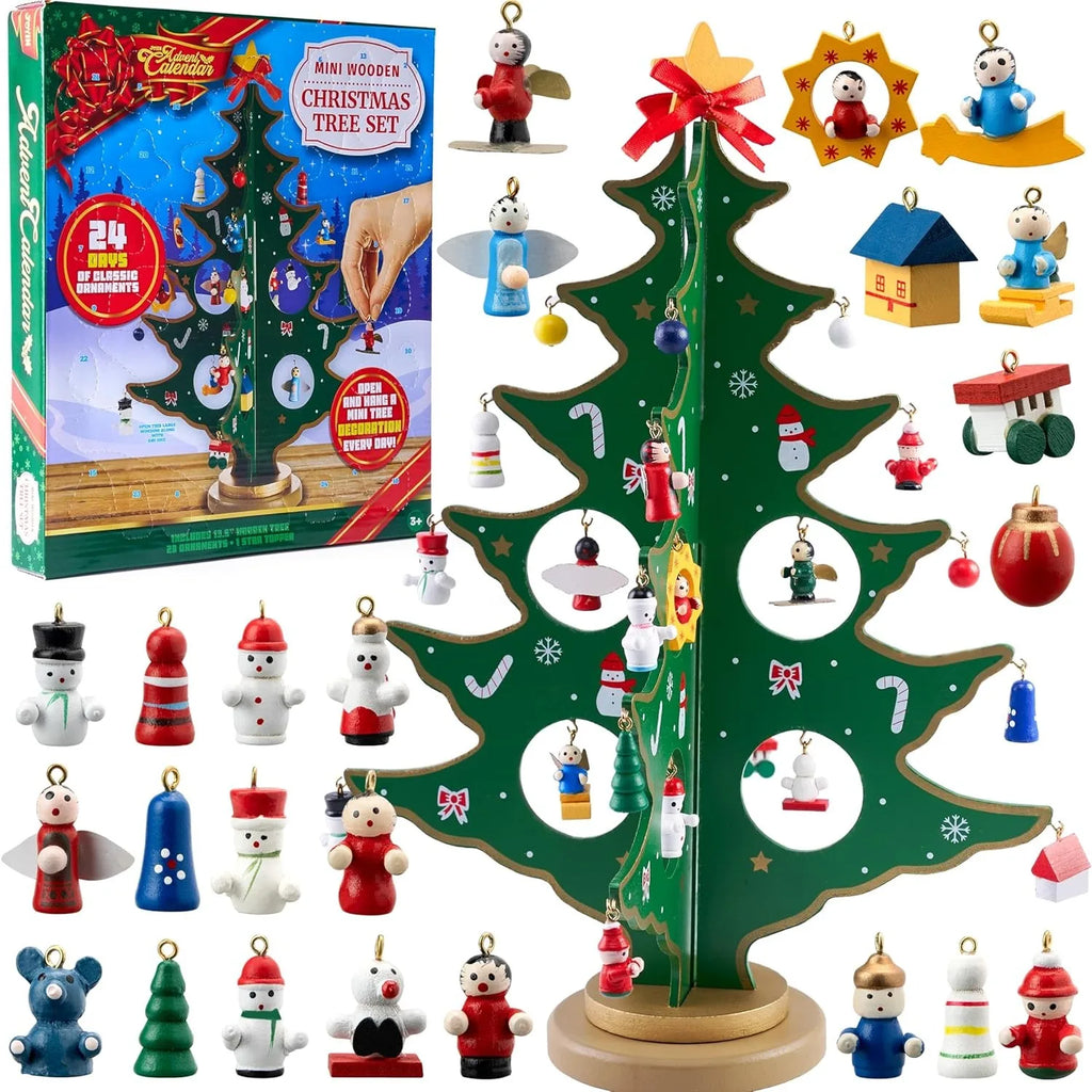 AdventJoy™ Wooden Tree 🎄✨ — 24 Days of Christmas Magic