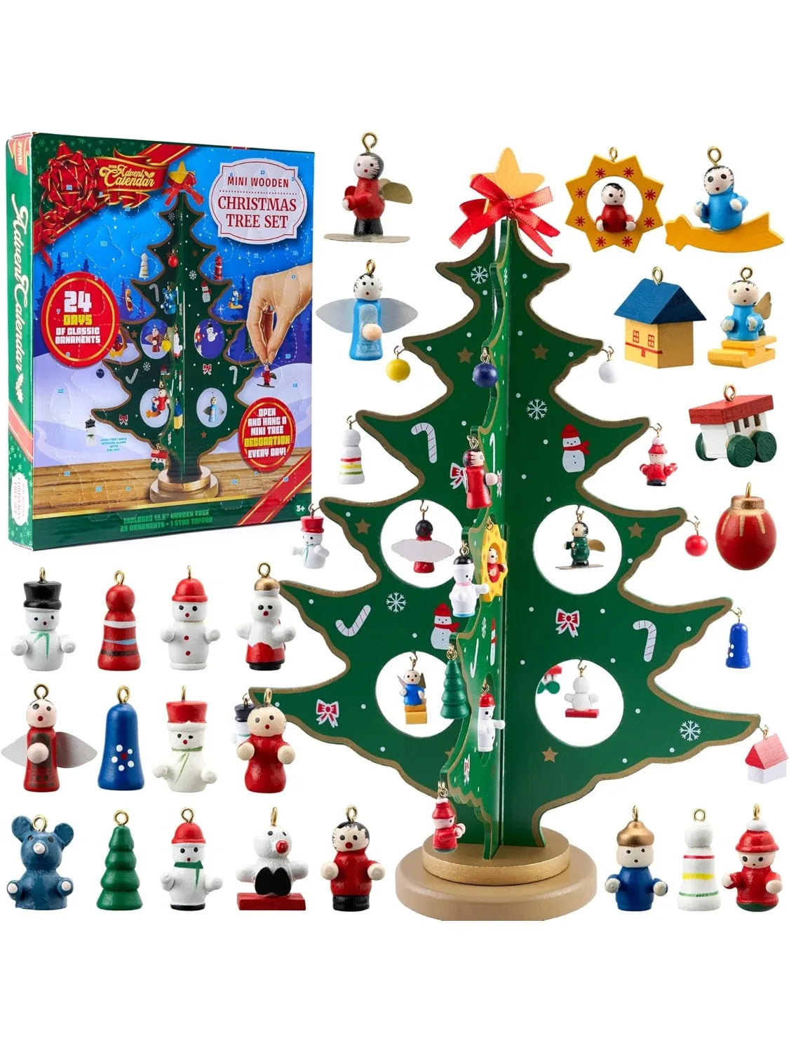 AdventJoy™ Wooden Tree 🎄✨ — 24 Days of Christmas Magic